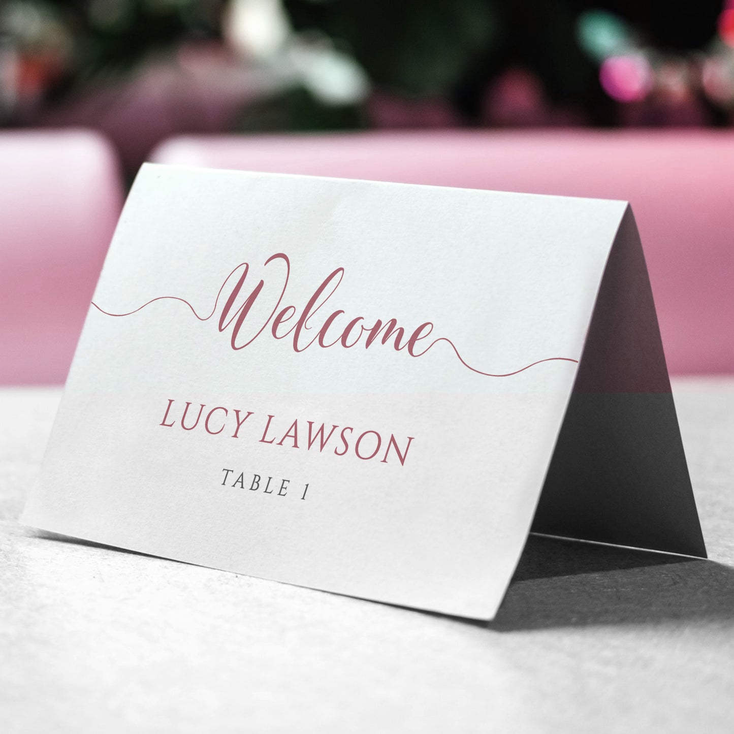 printable pink wedding place card template