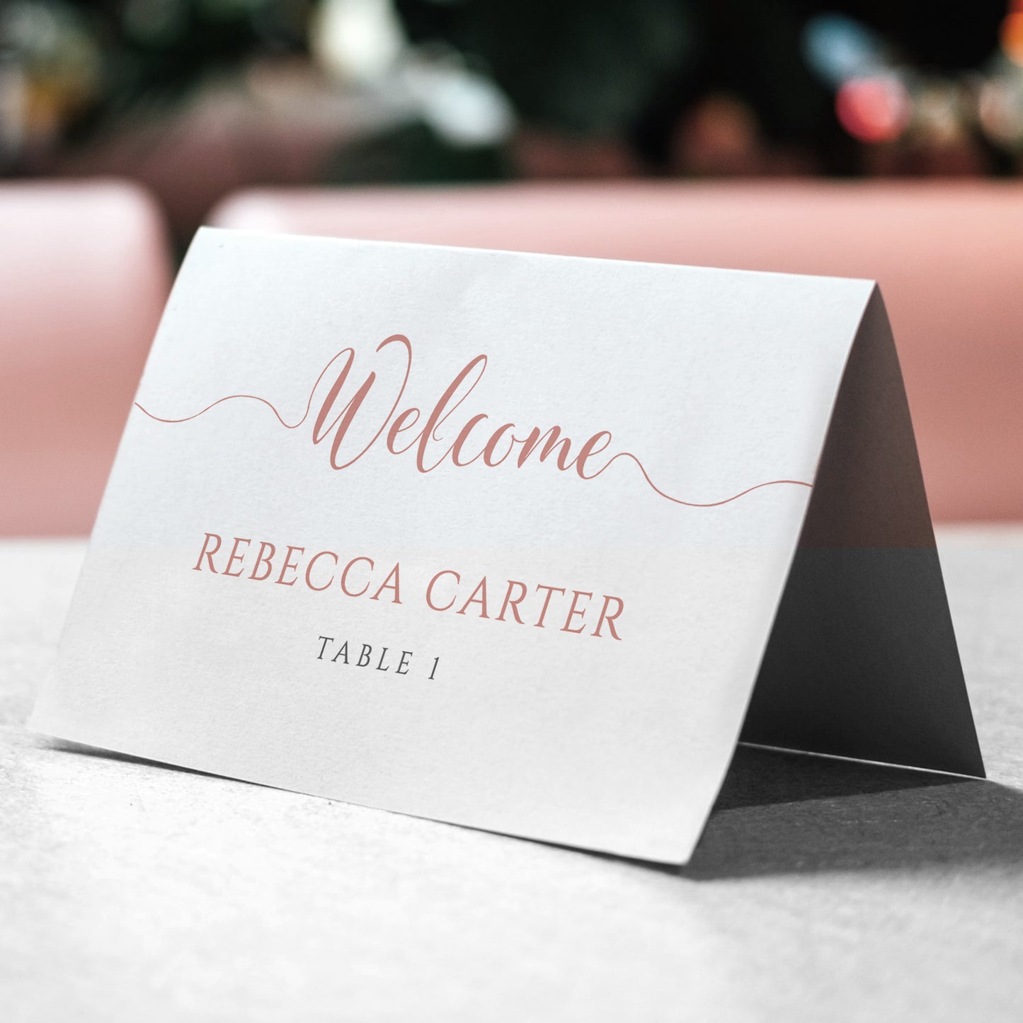 printable rose gold wedding place card template