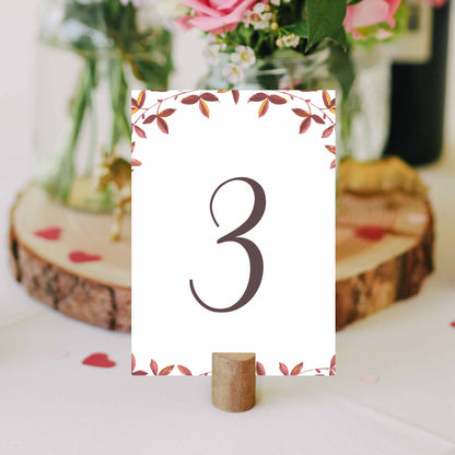 printable rustic autumn table number in cork