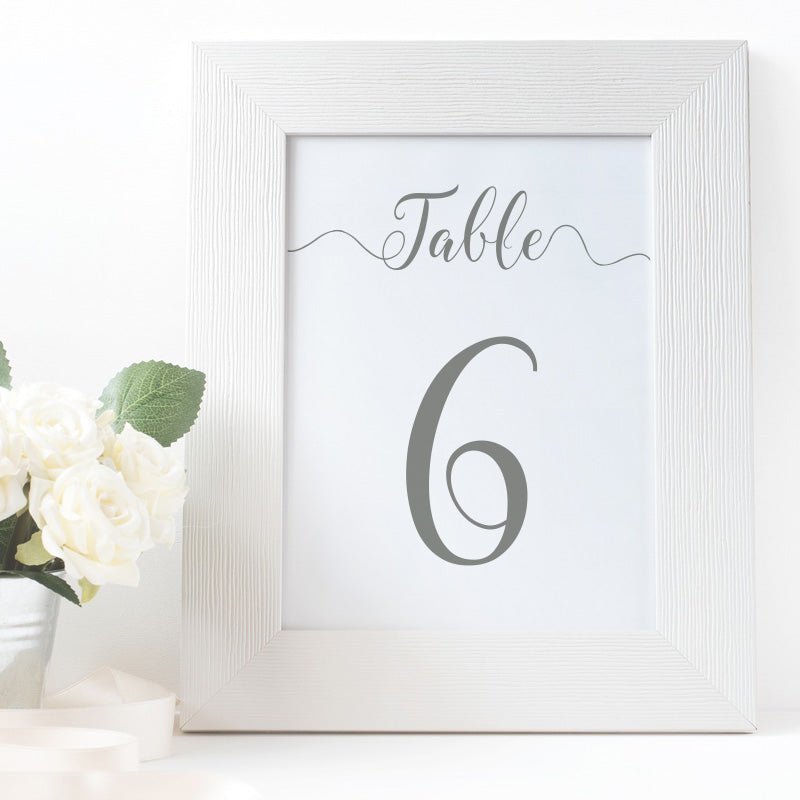 printable sage green table number in a white frame