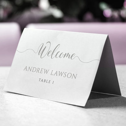 printable silver wedding place card template