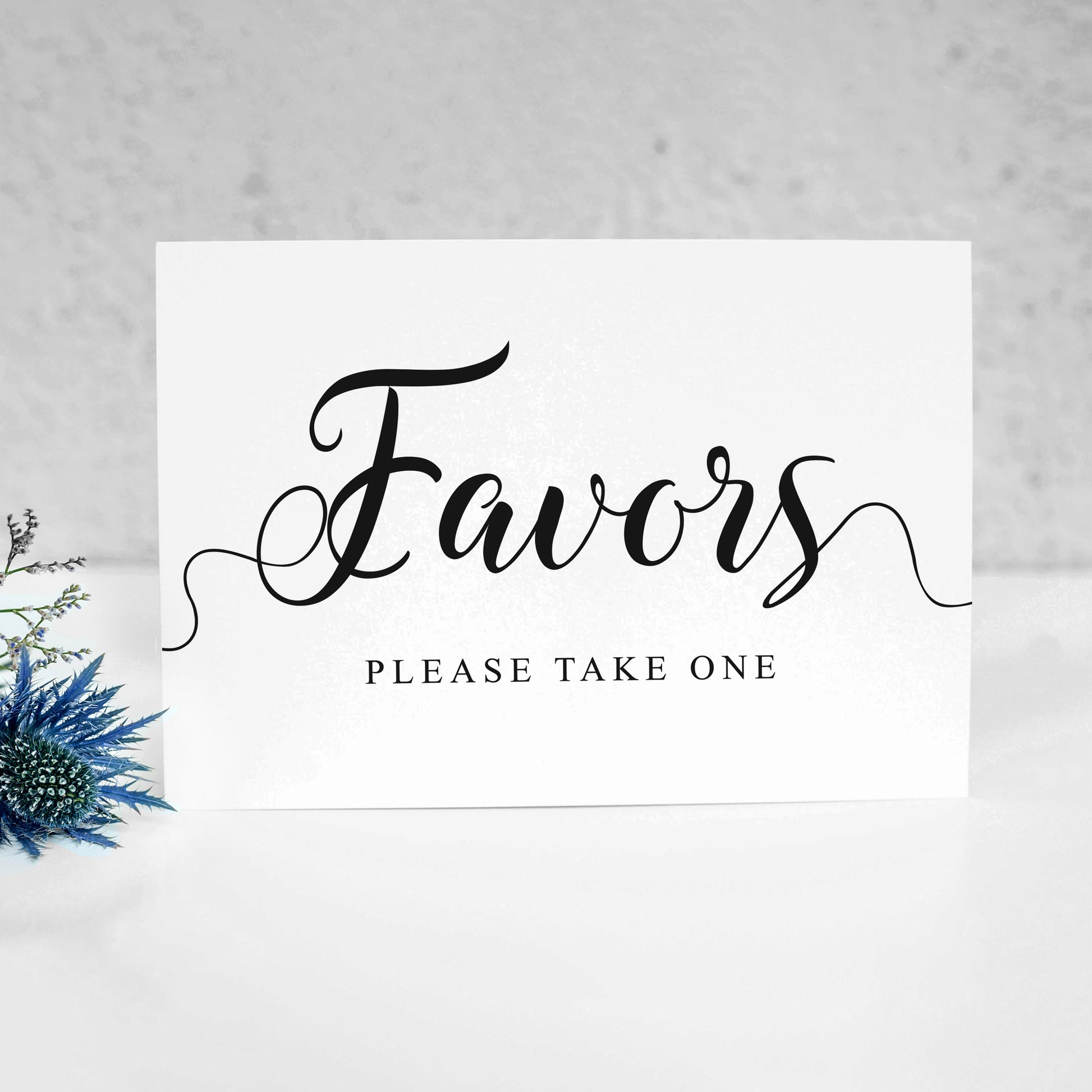 A5 wedding favors sign printed on thick card