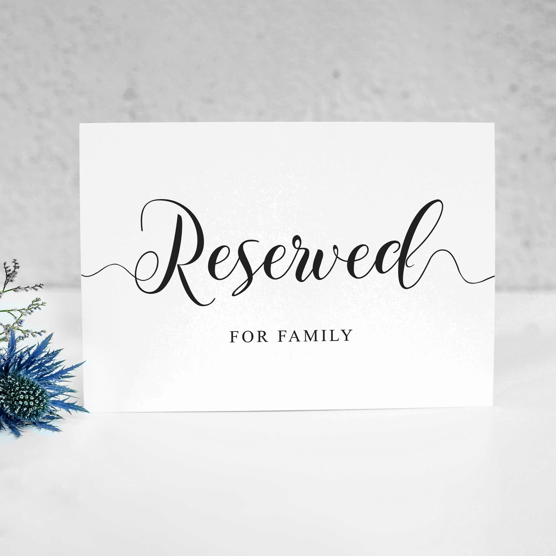 Printable wedding sign which reads Reserved for family