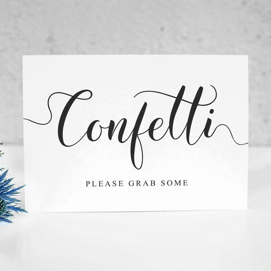 Printed confetti sign on A5 card