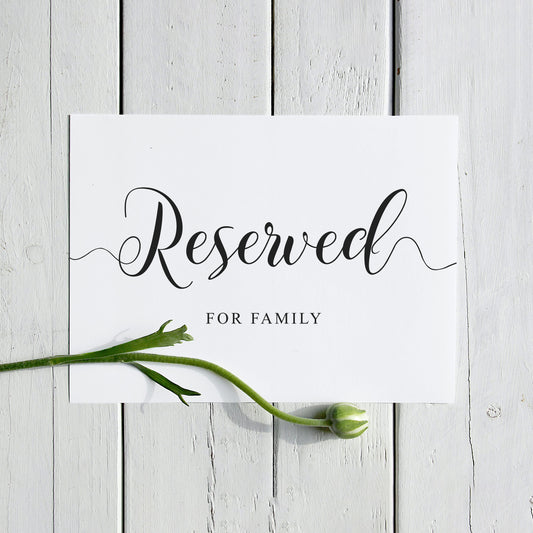 Reserved for family wedding sign