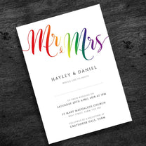 Rainbow Mr &amp; Mrs Printable Wedding Invitation Template – We Do Bou