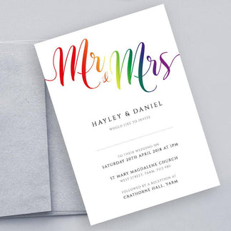 Rainbow Mr &amp; Mrs Printable Wedding Invitation Template – We Do Bou