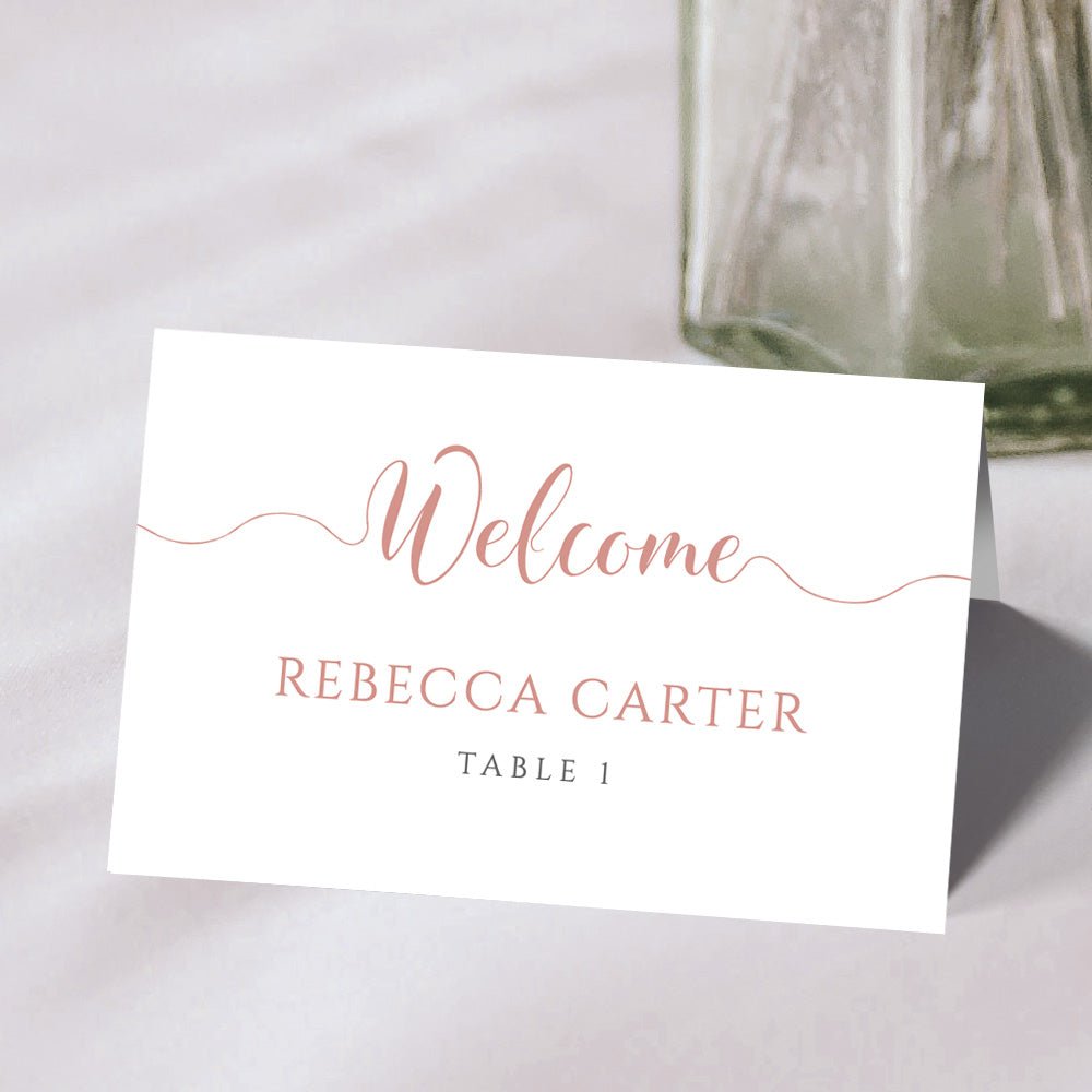 rose gold wedding place card template