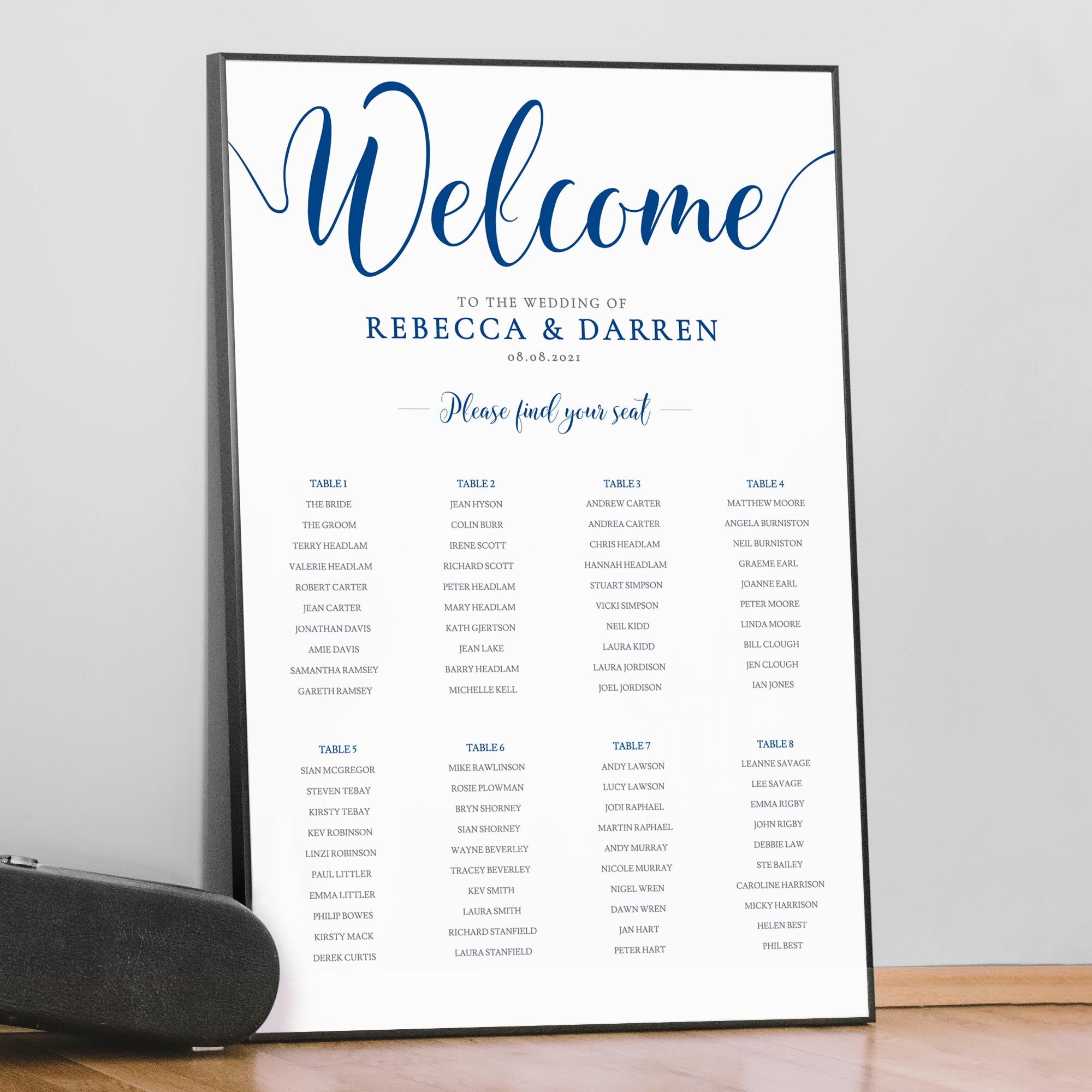 Royal Blue Wedding Seating Chart Template We Do Bou