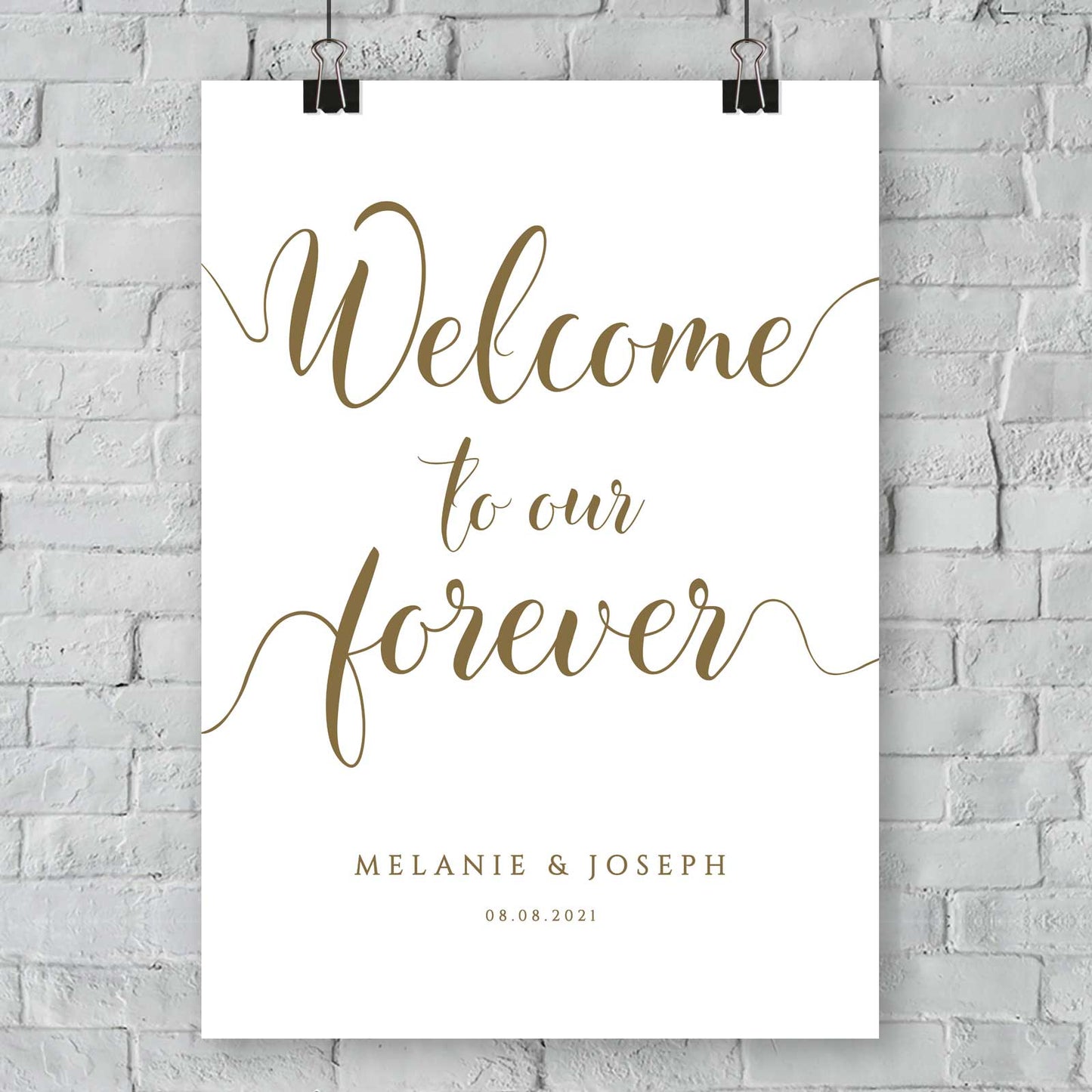 Printable gold Welcome to our forever sign template