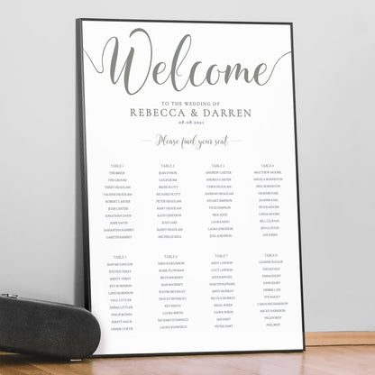 sage green seating chart template with 8 tables