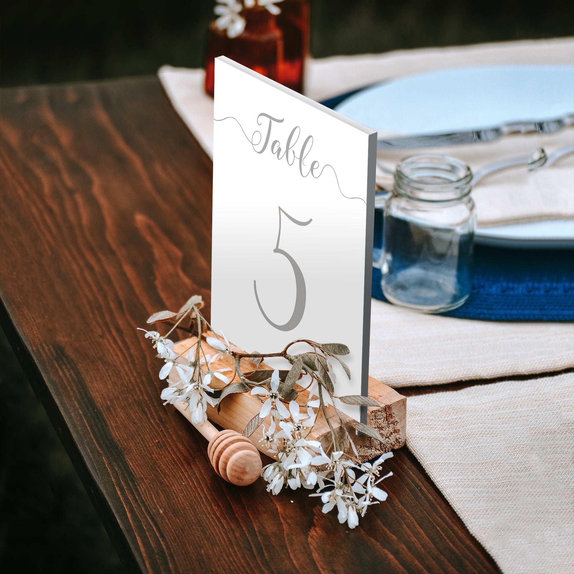 silver table number printed on foam board
