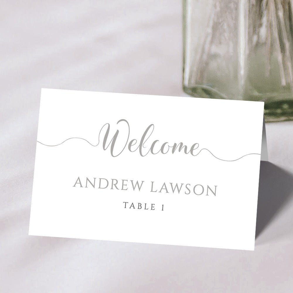 silver wedding place card template