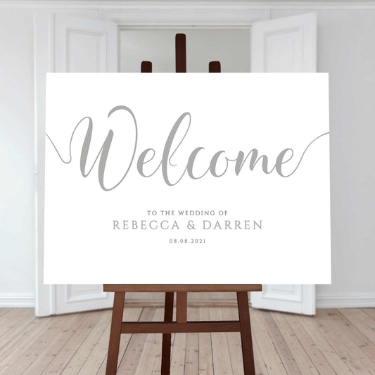 silver wedding welcome sign