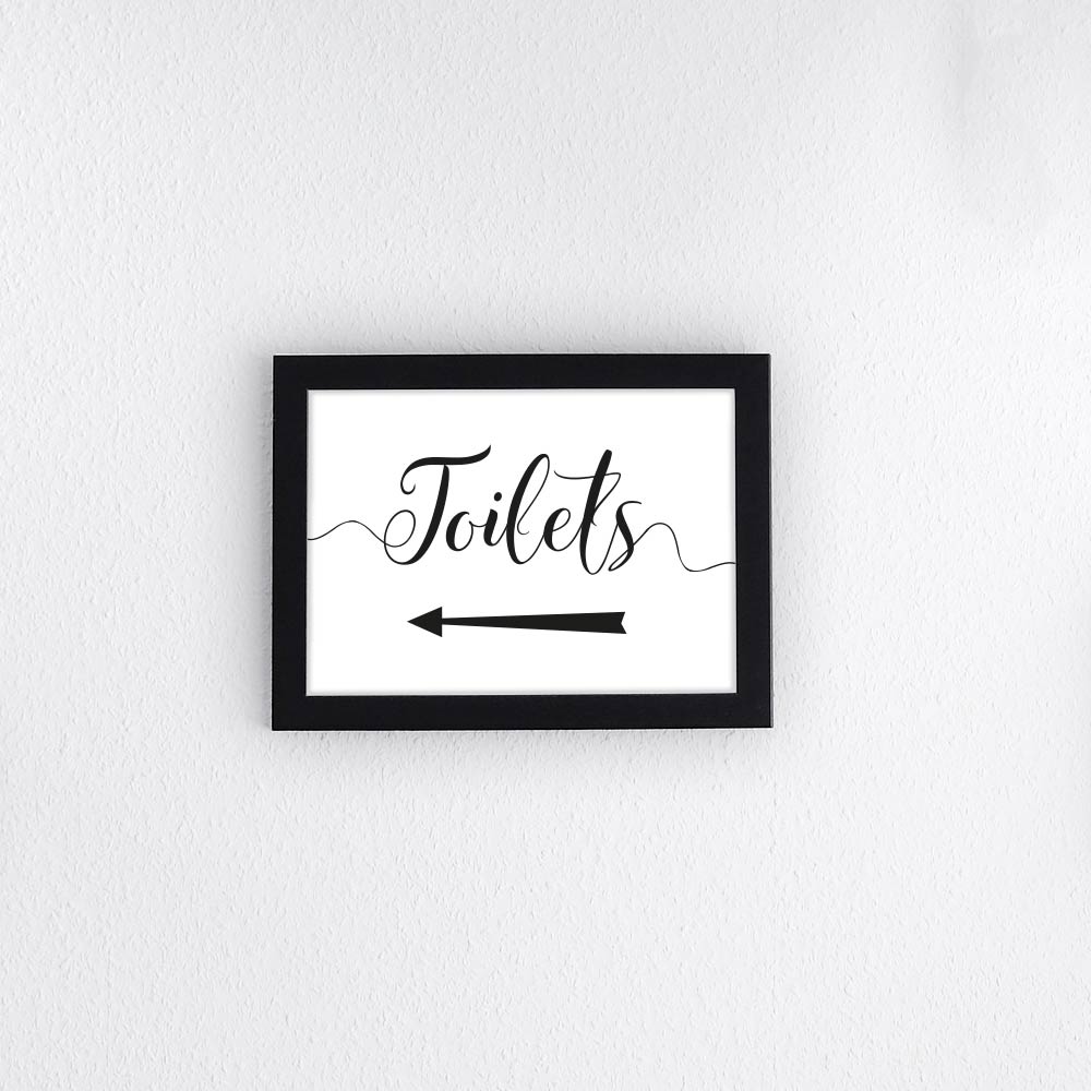 toilets sign with left arrow framed print