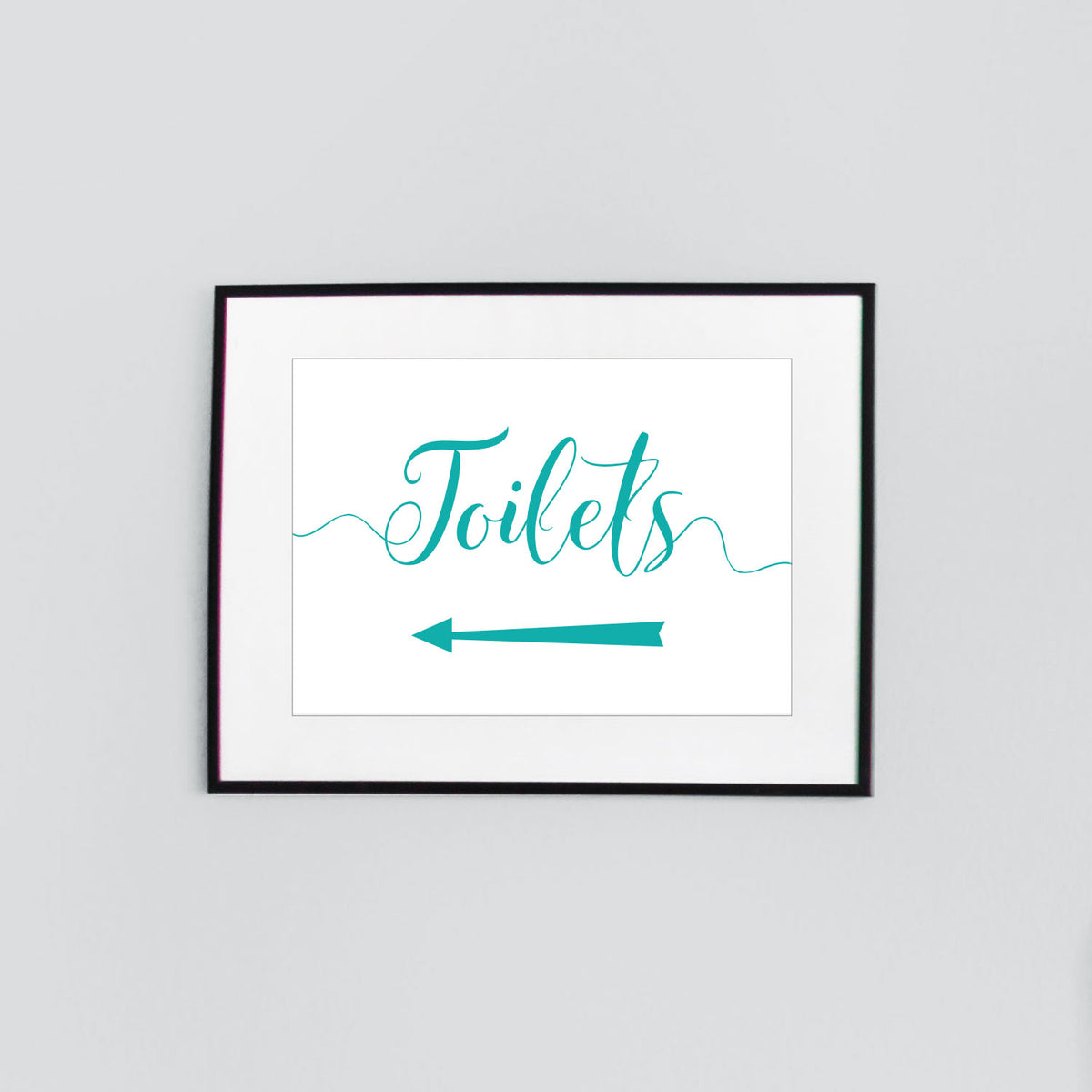 toilets left arrow sign digital download printed in aqua green