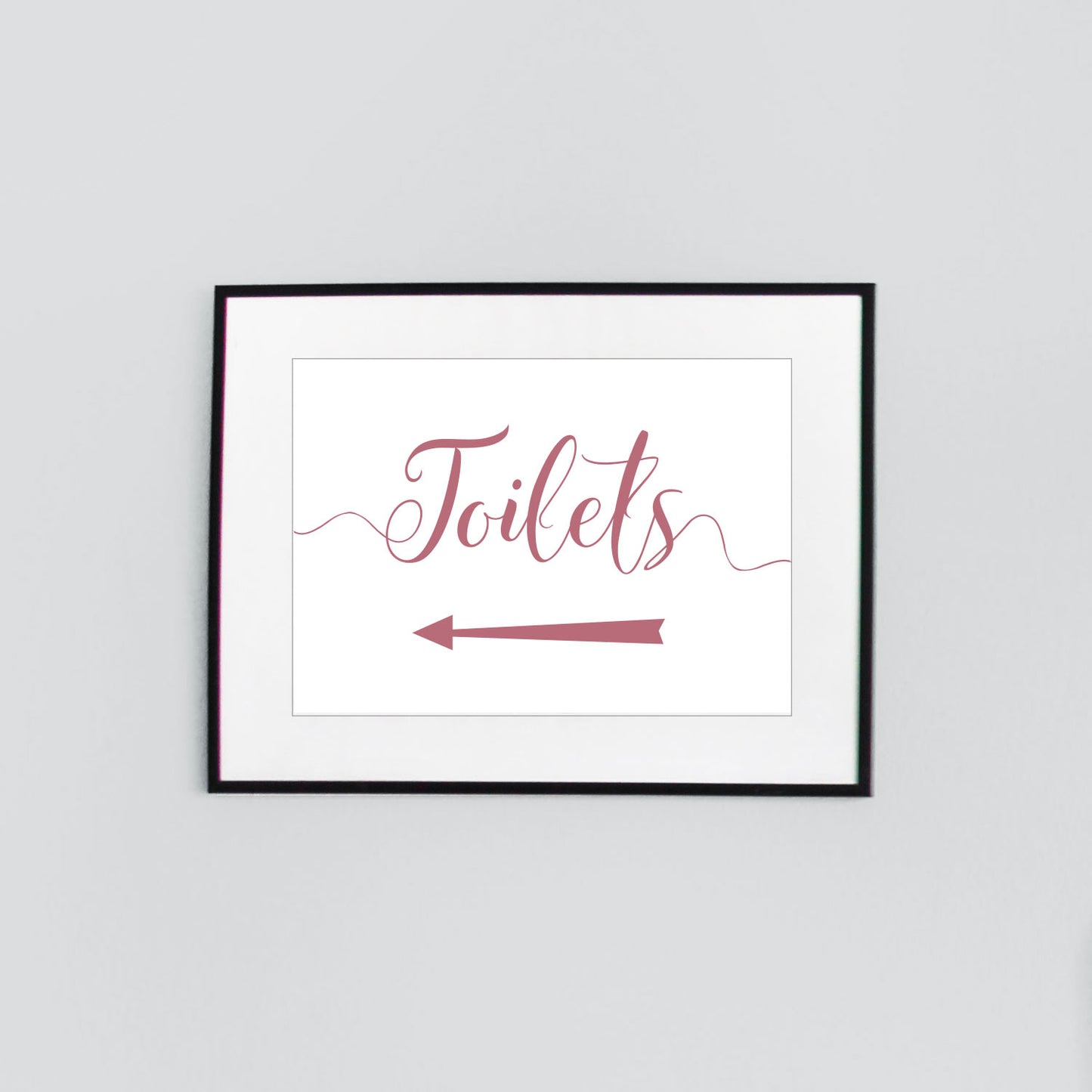 toilets left arrow sign digital download printed in flamingo pink