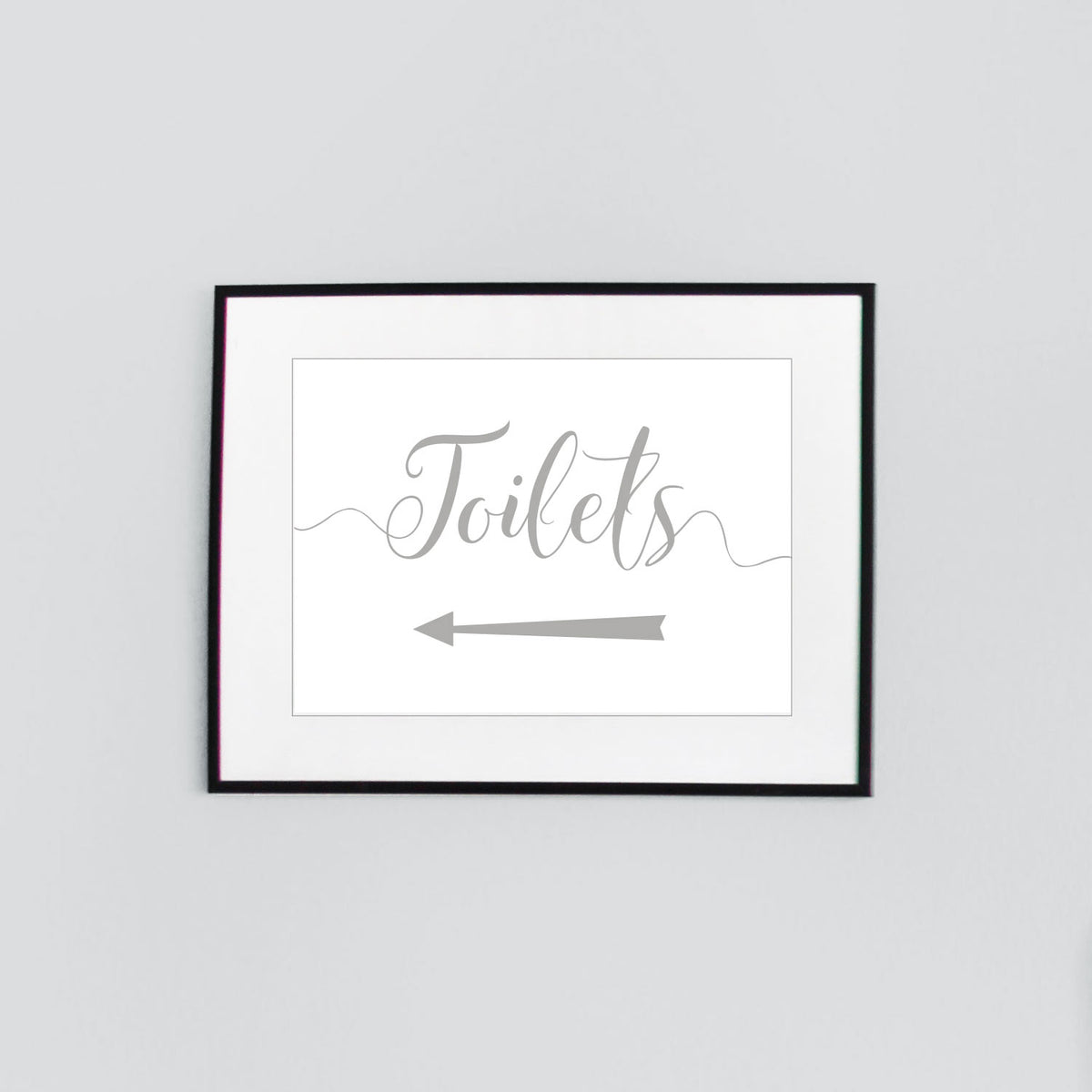 toilets left arrow sign digital download printed in grey