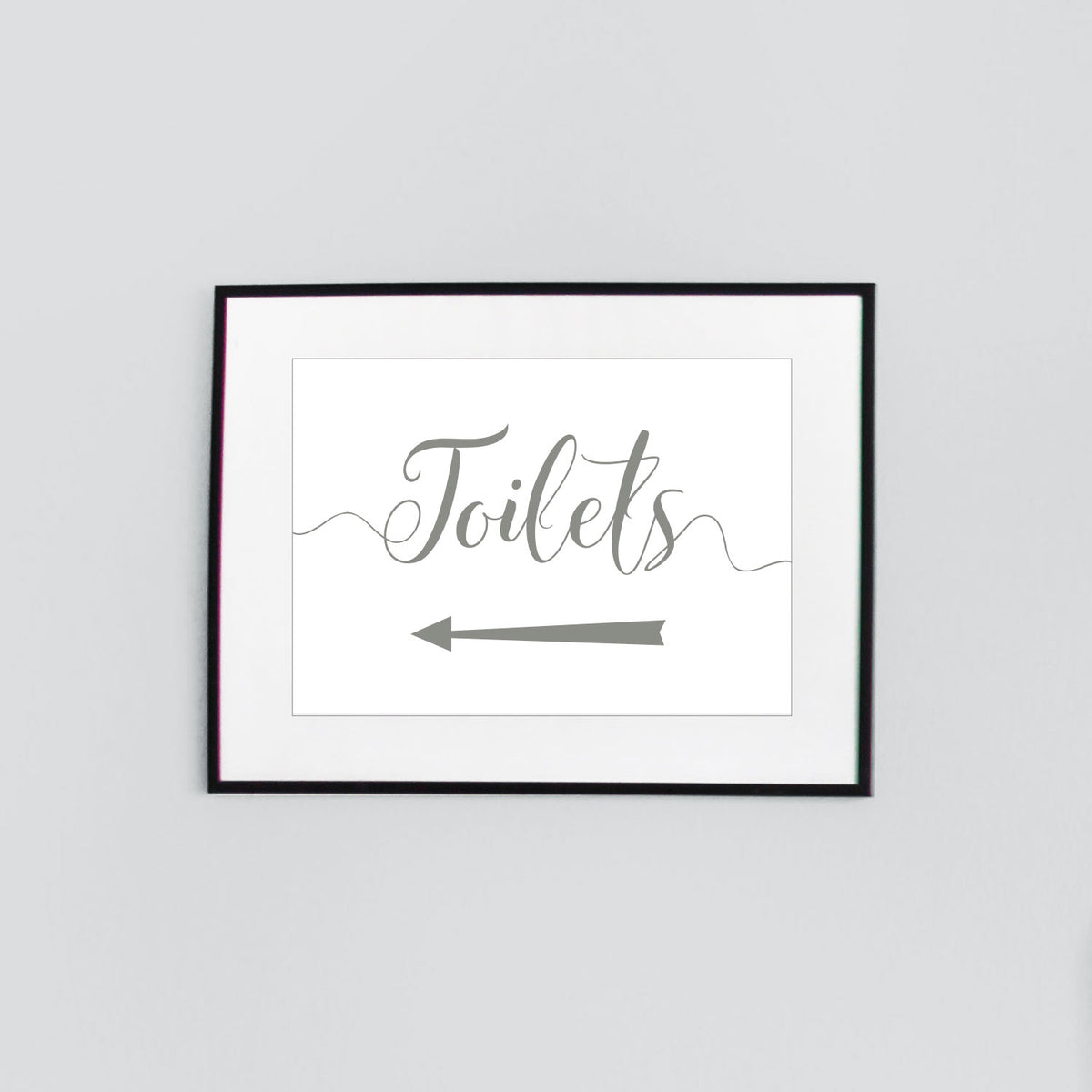 toilets left arrow sign digital download printed in misty green