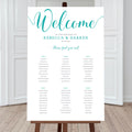 turquoise seating chart with 6 tables