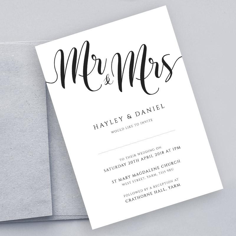 minimalist wedding invite with envelope