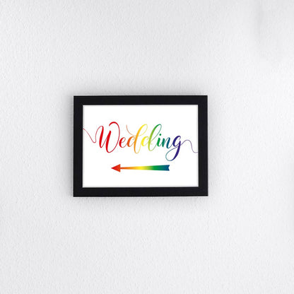 lesbian wedding arrow sign framed print