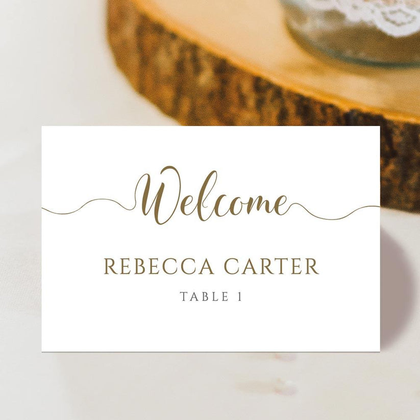 Gold Wedding Place Card Template - Digital Download Editable Printable ...