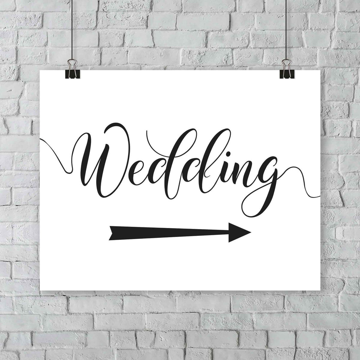 black and white wedding arrow sign