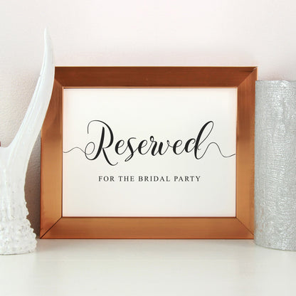 This seat is reserved for the bridal party sign