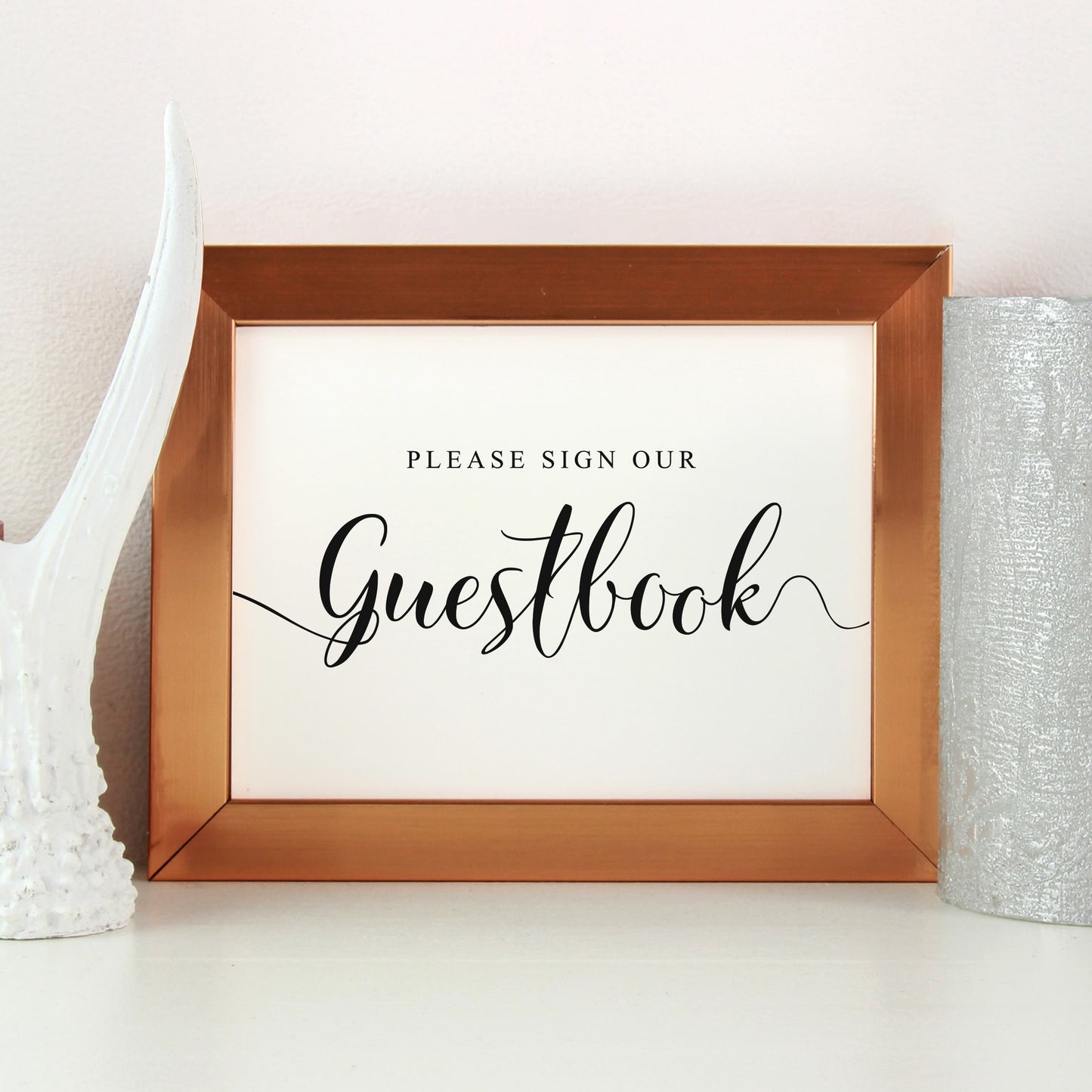 A5 wedding signage with text saying please sign our guestbook
