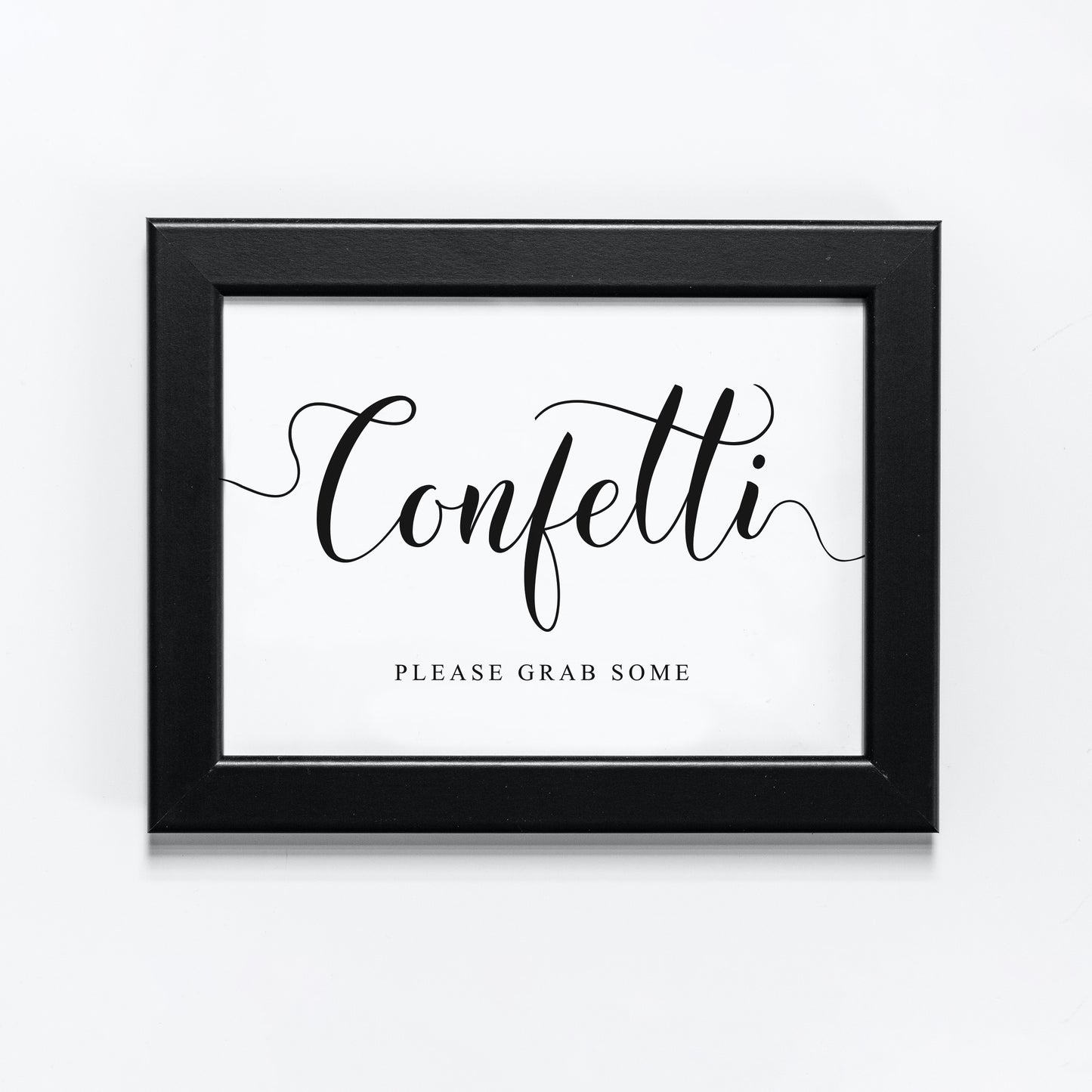 Wedding confetti sign in black frame