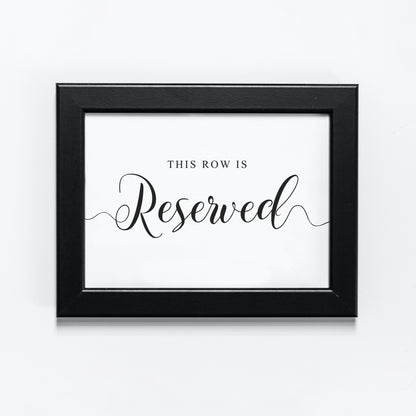 Printable reserved seats sign in black frame