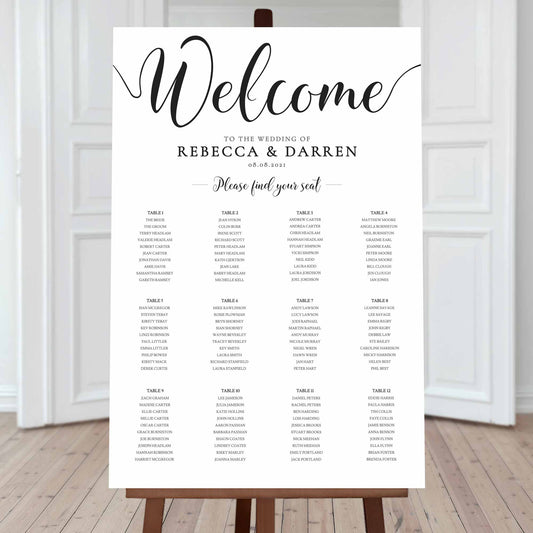 welcome wedding seating chart template with 12 tables