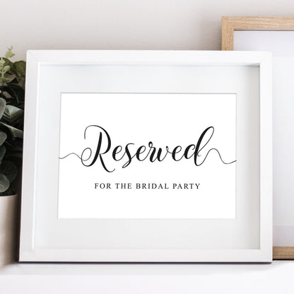 5x7 Reserved for the bridal party wedding ceremony sign