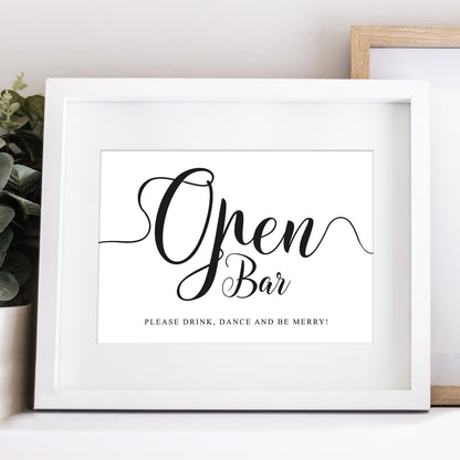 Free drinks at the bar sign instant download