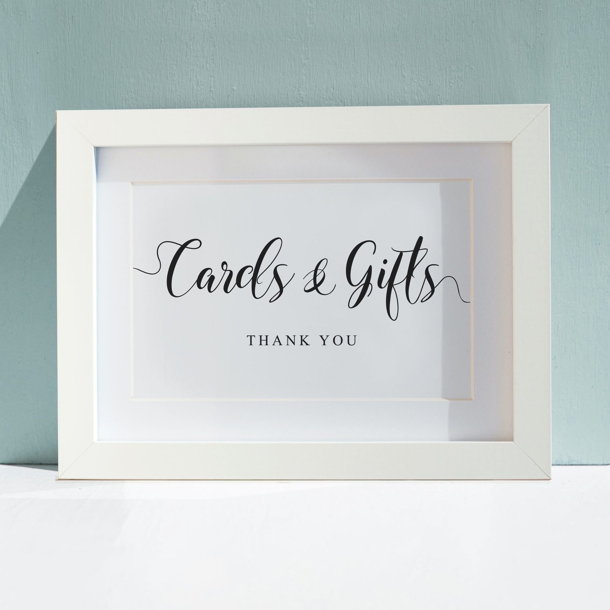 Wedding cards and gifts sign printed in a frame