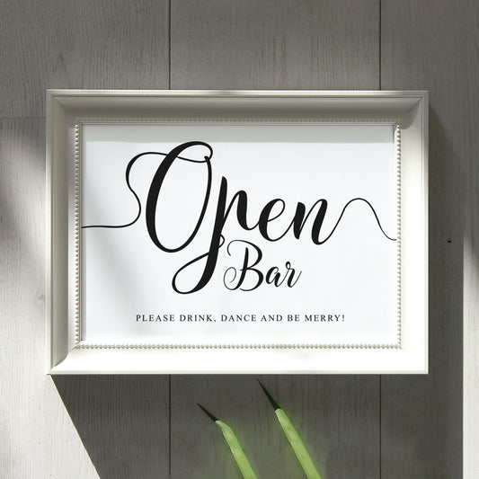 Open Bar sign for weddings