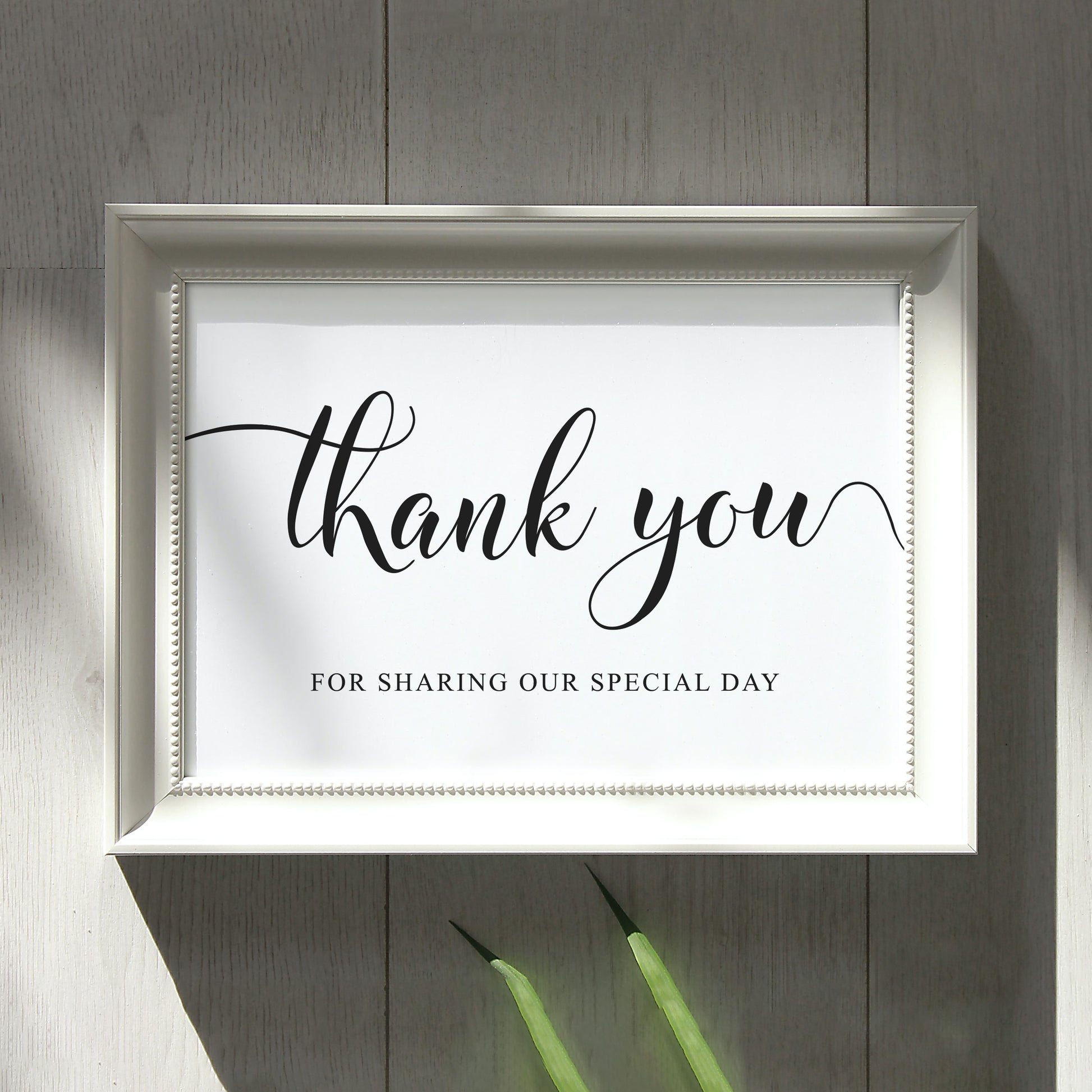 7x5 black and white wedding thank you sign