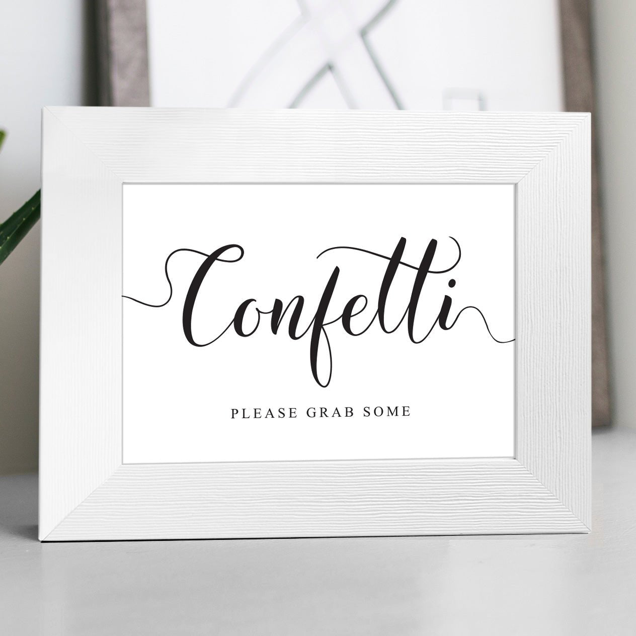 Elegant confetti sign in white frame