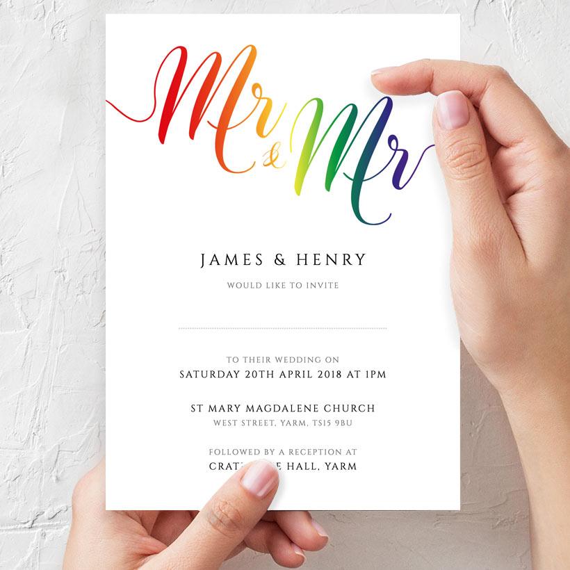 printed gay wedding invitation